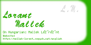 lorant mallek business card